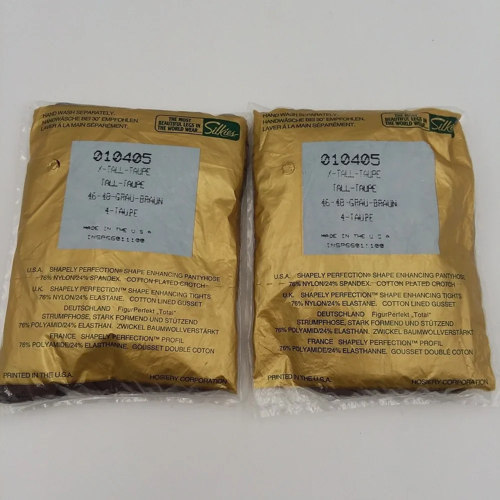 Vintage 4 Silkies Pantyhose Control Top Shape Enhancing Hosiery Tall‎ Taupe USA